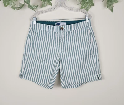 Pantalones Cortos Everyday Old Navy Talla 8 Verde Blanco Rayas Chino con Bolsillos Foto 1 de 4