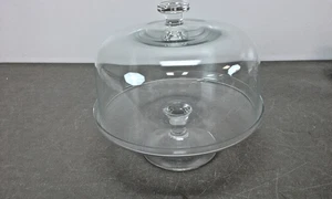 vintage Elegant Pedestal Clear Glass Pedestal Cake Plate with Dome Cover - 11” w - Picture 1 of 13