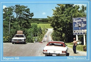 Magnetic Hill Cars Moncton New Brunswick Canada  1980 Postcard - Picture 1 of 2