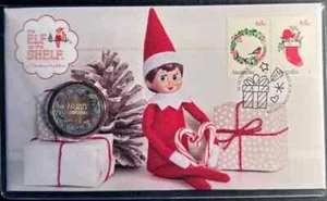 2020 Australia,The Elf on The Shelf $1 dollar Coloured Coin Christmas/XMAS PNC - Picture 1 of 2
