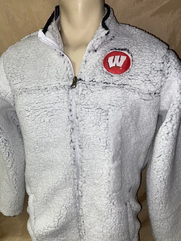 New Size Small Wisconsin Badgers CHAMPION Fleece Mens Men's full-ZIP jacket Cover