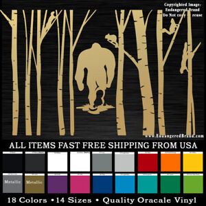 Sasquatch in the trees Squirrels  Gone Sqauatchin' Big Foot  stickers Decals