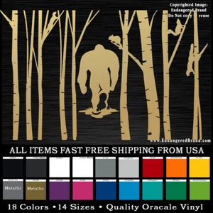 Sasquatch in the trees Squirrels  Gone Sqauatchin' Big Foot  stickers Decals - Picture 1 of 10