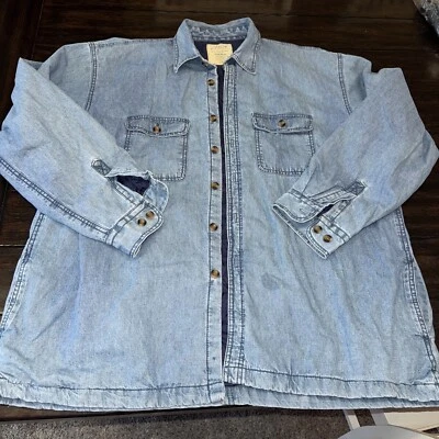 Arrow Blue Jean Company XL Quilted Button Down Jean Shirt With Pockets Shacket - Image 1 of 4