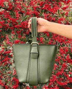 Melie Bianco Scarlett Luxury Vegan Leather Crossbody Bag in Olive Green - Picture 1 of 12