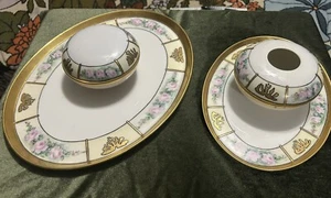 RARE 6-PC Vintage Limoges Vanity Hair Receiver Powder Cont. & Pair Of Trays Wow - Picture 1 of 19