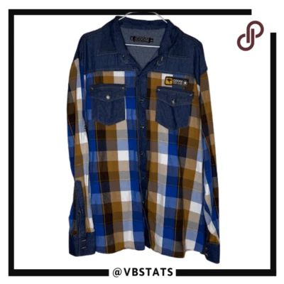 Camisa Coogi Para Hombre Hunt Club Denim Franela a Cuadros Western Abotonada Azul Talla 2XL Foto 1 de 4