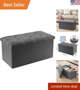 Versatile 30'' Folding Storage Bench Ottomans in Grey Linen - 350lbs Capacity - Picture 1 of 11