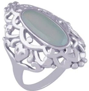 925 Sterling Silver 5.7 grams w/ Chalcedony Aqua Oval Cut Statement Ring Sz 7 - Picture 1 of 1