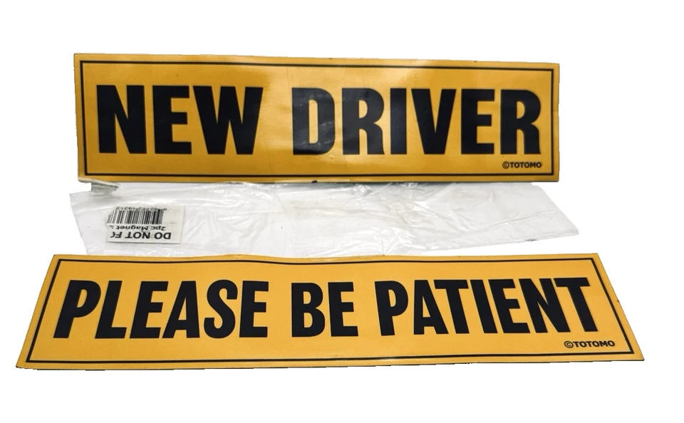 TOTOMO 2 Magnet Set - New Driver Please Be Patient 12" x 3" Reflective