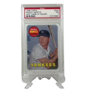 1969 Topps #500 Mickey Mantle Last Name In Yellow PSA 7 Yankees HOF (01019880)