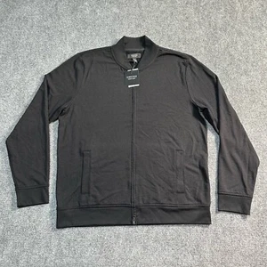 NEW Nordstrom Jacket Mens Large Black Polyester Blend Full Zip Ribbed Hem Cuffs - Picture 1 of 12
