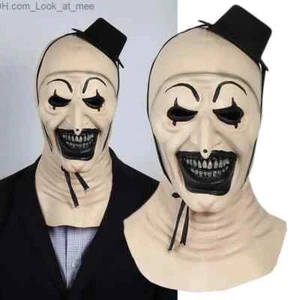 Black Hat Joker Mask Terrifier Art The Clown Cosplay Latex Mask Halloween Props - Picture 1 of 7