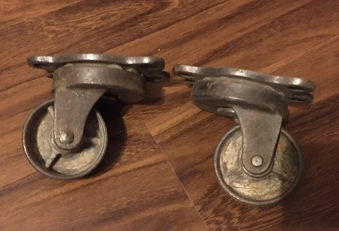 antique Large Heavy Duty Swivel cast iron casters W Ball Bearings Cover
