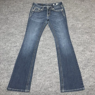 Pantalones de mezclilla Miss Me para mujer 28Wx33L tiro bajo corte bota desgastados JS5014B58 Foto 1 de 4