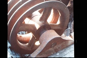 Kodachrome 35mm Color Film Slide Rusty Industrial Gear Pulley Wheel - Picture 1 of 1