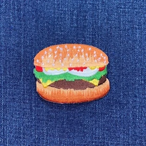 Cheeseburger Applique Patch - Hamburger Burger Embroidered Food Badge 2-3/8" - Picture 1 of 2