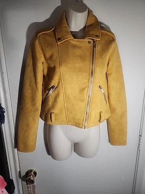 Chaqueta de gamuza sintética Forever 21 amarilla talla S para mujer ropa exterior abrigo suave motociclista nueva sin etiquetas Foto 1 de 4
