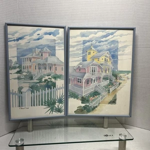 Juego de 2 impresiones firmadas por P. Brenton decoración del hogar diseños costeros - Imagen 1 de 8