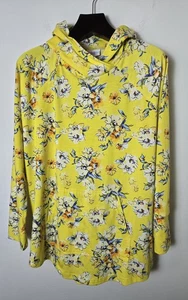 LULAROE Womens AMBER Hoodie Large Yellow Floral Sweatshirt Colorful Fun - Picture 1 of 12