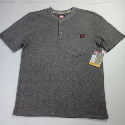 Wrangler Workwear Henley Shirt Men's S (34-36) Charcoal Gray Relaxed Fit Pocket - Image 1 of 4