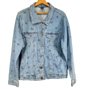 Disney Lilo & Stitch Women's Light Wash Denim Jacket Button Front Size Large - Picture 1 of 4