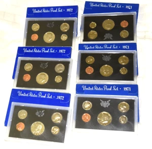 Lot of 6 US Proof Sets 1971 & 1972 W/ Original Boxes NICE SETS - Bild 1 von 4