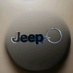 Jeep Logo Metallic Silver Tone Black Collectible Car Keychain - Picture 1 of 5