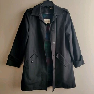 Vintage Saxton Hall Coat Women's Size S Flannel Lined Black Long Jacket - Picture 1 of 12