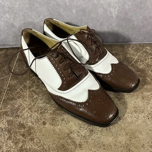J Peterman Budapester Oxford Damenschuhe Größe 6 Italien Leder gefüttert braun/weiß - Bild 1 von 8