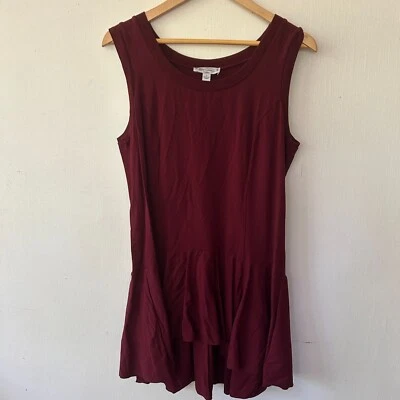 Kathleen Kirkwood Tunic Tank Womens Large Maroon Peplum Hem Sleeveless Blouse - Image 1 of 4