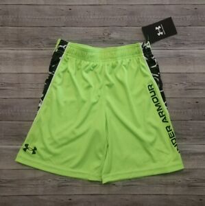 New! Boy's Under Armour Neon Green Printed Shorts Size 7