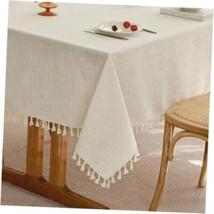 Beige Cream Tablecloth for Rectangle Table Farmhouse Burlap 55x86 Inch Linen - Picture 1 of 8