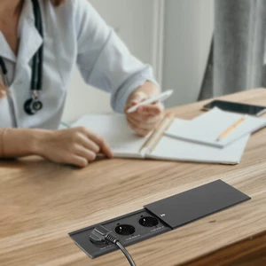 220V Einbausteckdose Tischsteckdose Küche Wand 3 Steckdosen Versenkbar Schwarz - Bild 1 von 12