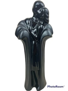 Vintage 80s Black Art Deco Lovers Sculpture 12" Ceramic Silhouette Shelf Decor 1 - Picture 1 of 9