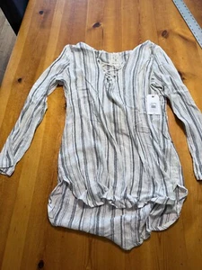 Billabong Same Story Hoodie White Stripe 100% Cotton Beach Size L NEW F1 - Picture 1 of 11