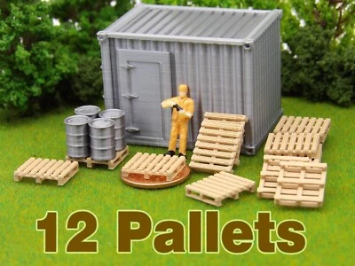 12 PACK - HO Scale Wooden Pallets to scale! - Highly Detailed Train Scenery - Image 1 of 4