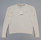 Tommy Hilfiger Womens Jumper Off White Small Wool Long Sleeves Knit Pullover Top