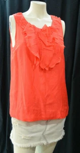 J J.Crew Womens Shirt silk cotton shabby ruffle sleeveless tank top cami coral 8 - Imagen 1 de 6