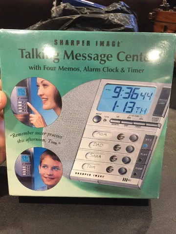 NEW Sealed VTG  Sharper Image Talking Message Center 4 Memos Alarm Clock & Timer Cover
