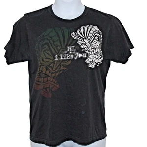 Positive Apparel Large Hi I like You Maui Hawaii Tiki God Black T-Shirt Tee - Bild 1 von 8