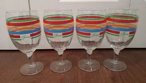 Set of 4 FIESTAWARE Fiesta Coordinates 16 oz Water/Wine Goblets Pastel Strips - Picture 1 of 5