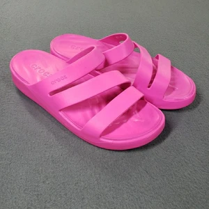 Neu Crocs Getaway Damen-Riemchensandalen Pantoletten pink Größe 10 Free Feel Tech - Bild 1 von 9