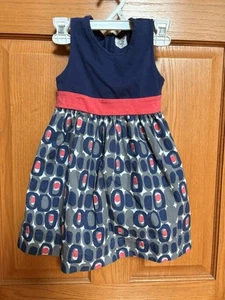 Mini Boden Navy & Geometric Print Tank Dress Sz 3-4 Yrs EUC - Picture 1 of 3