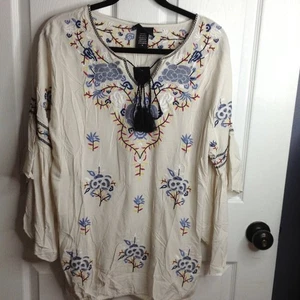NWT Liv Los Angeles, M gauze, Embroidered, Peasant blouse, Bohemian, Johnny Was - Picture 1 of 7