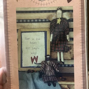 Primitive Folk Art Style Angel Doll Pattern Embroidery “ Simple Ways” Vintage ! - Picture 1 of 2