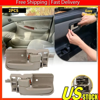 Maçaneta interna da porta para 2003-2008 Toyota Corolla Matrix 2005-12 Tacoma bege 2 peças - Imagem 1 de 4
