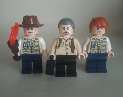 Lego lote de minifiguras sueltas x3 Jurassic World Vic Hoskins 75918 veterinario 2015 rastreador Foto 1 de 2