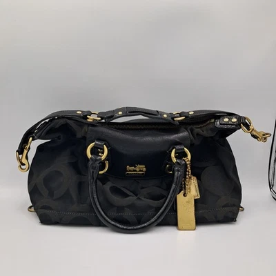 Bolso de hombro de cuero Coach Madison Sabrina de colección negro dorado Foto 1 de 4