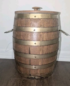 Vintage rovere ICE SECCHIELLO refrigerante barile fusto vino whisky ottone cinghie bar pub isolato - Foto 1 di 15